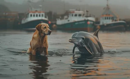 Un labrador et un dauphin deviennent amis en Irlande : ils nagent ensemble tous les matins au port
